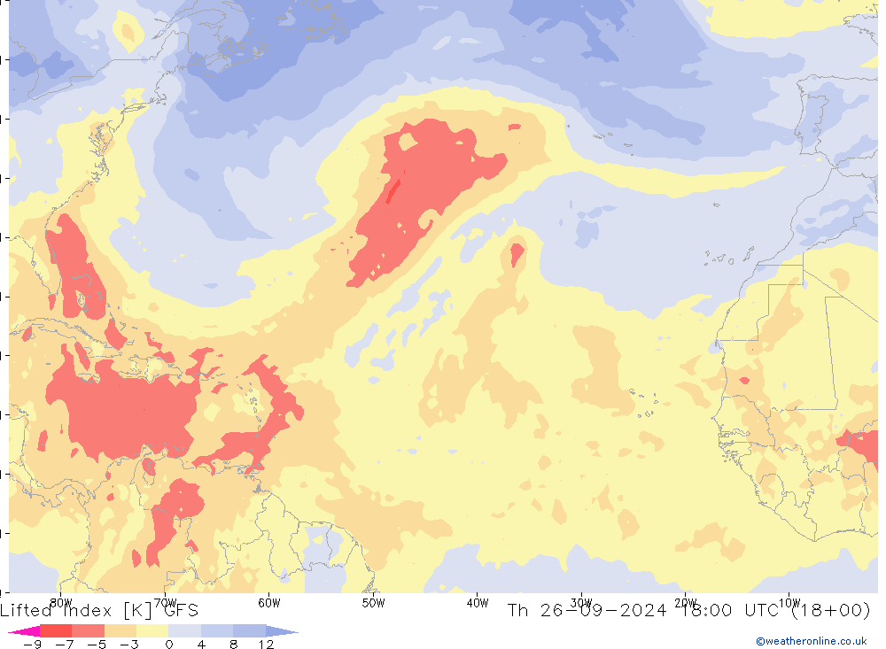 Lifted Index GFS Th 26.09.2024 18 UTC