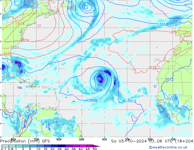 Precipitazione GFS sab 05.10.2024 06 UTC