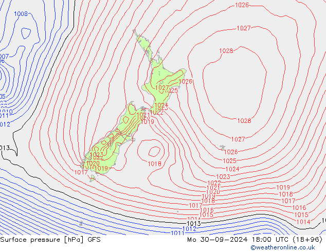 GFS: Po 30.09.2024 18 UTC