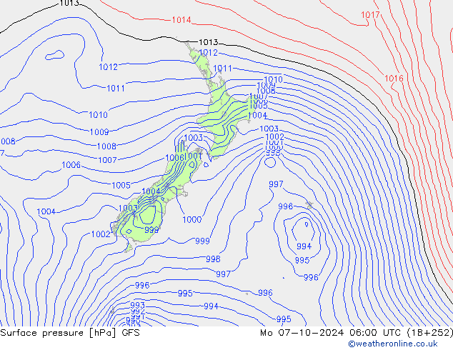 Yer basıncı GFS Pzt 07.10.2024 06 UTC