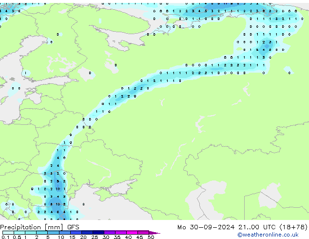 Precipitation GFS Mo 30.09.2024 00 UTC