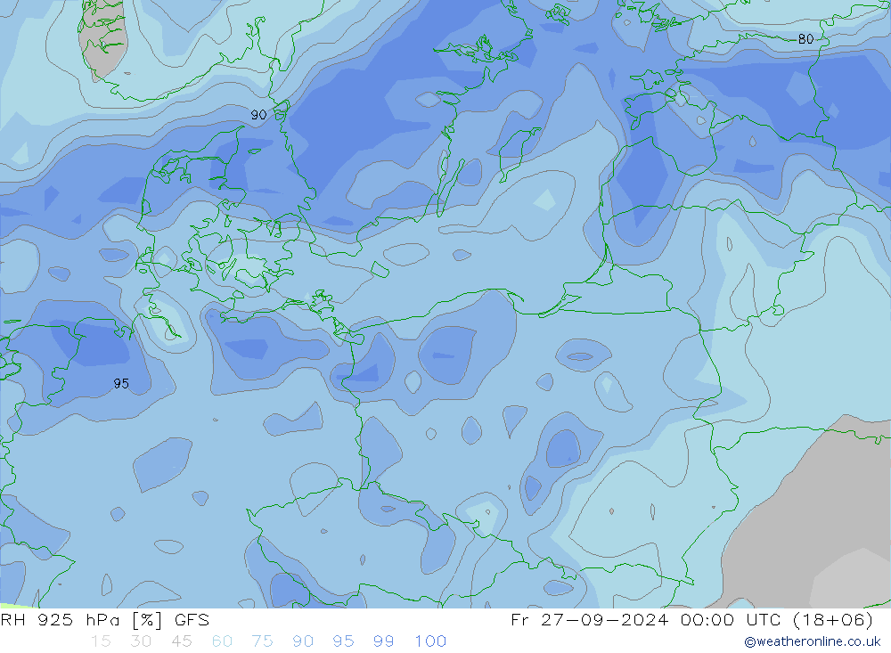 RH 925 hPa GFS Sex 27.09.2024 00 UTC