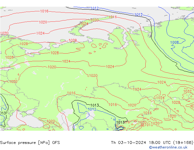 приземное давление GFS чт 03.10.2024 18 UTC