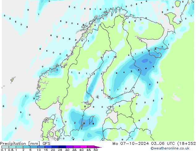 Niederschlag GFS Mo 07.10.2024 06 UTC