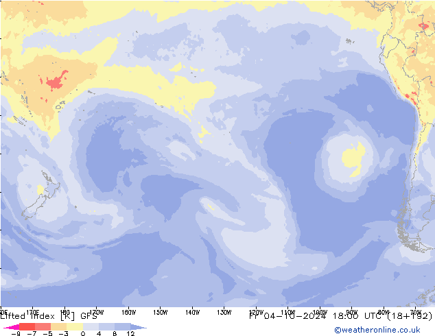 Lifted Index GFS vie 04.10.2024 18 UTC