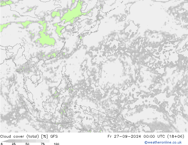 Cloud cover (total) GFS Fr 27.09.2024 00 UTC