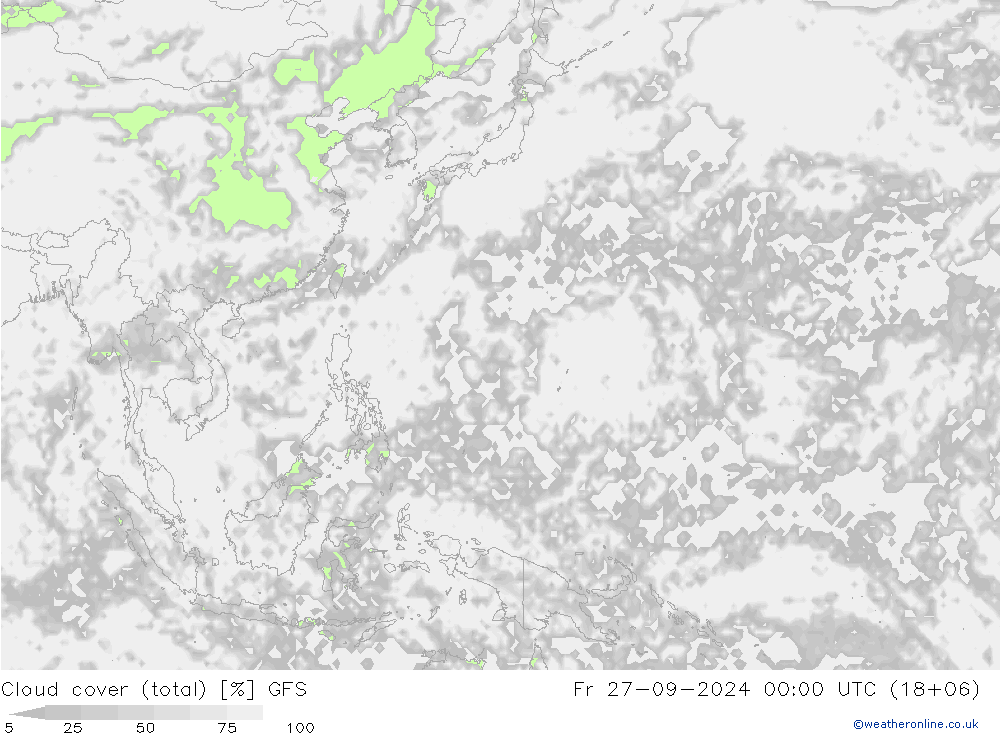 Cloud cover (total) GFS Fr 27.09.2024 00 UTC