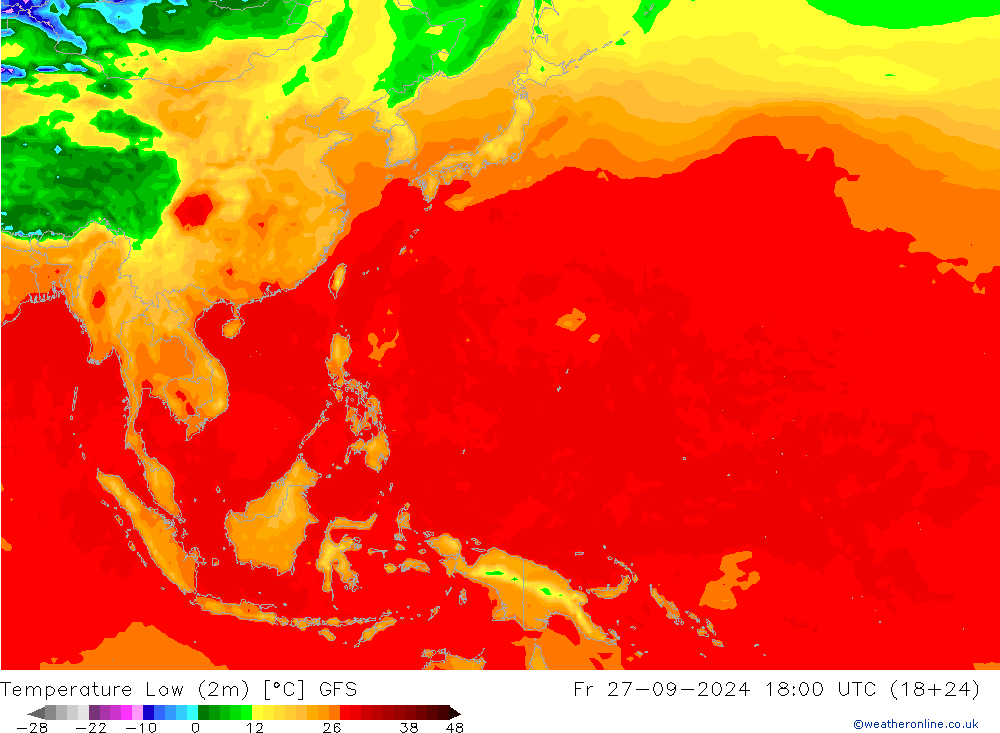 Tiefstwerte (2m) GFS Fr 27.09.2024 18 UTC