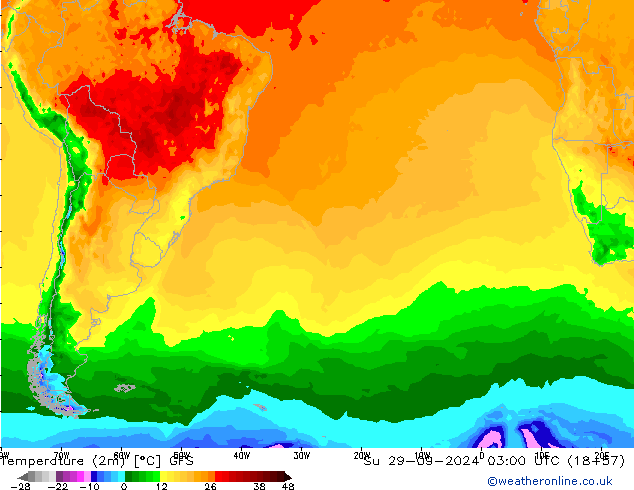 Temperature (2m) GFS Ne 29.09.2024 03 UTC