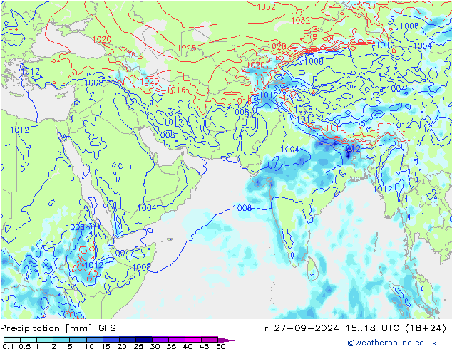 Précipitation GFS ven 27.09.2024 18 UTC