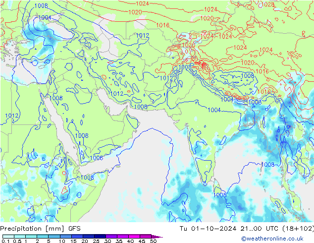 Precipitation GFS Tu 01.10.2024 00 UTC