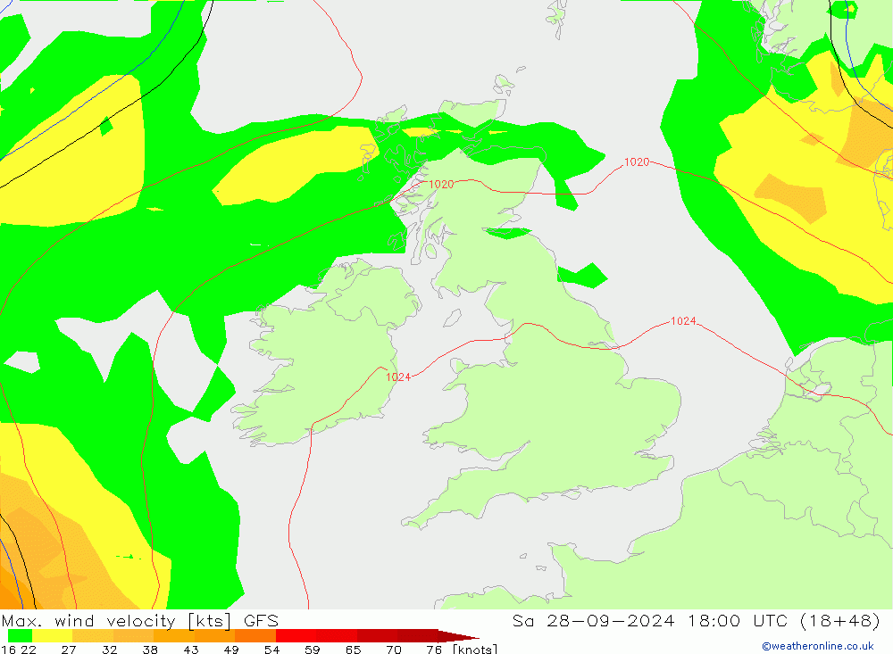 Max. wind velocity GFS  28.09.2024 18 UTC