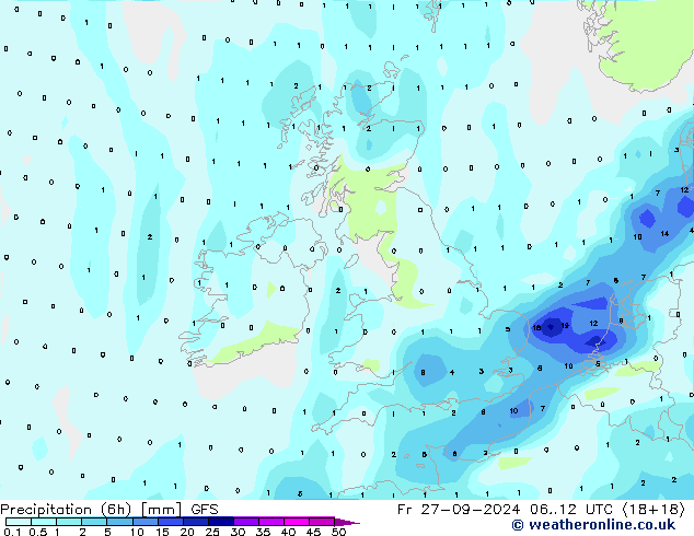 Z500/Rain (+SLP)/Z850 GFS ven 27.09.2024 12 UTC