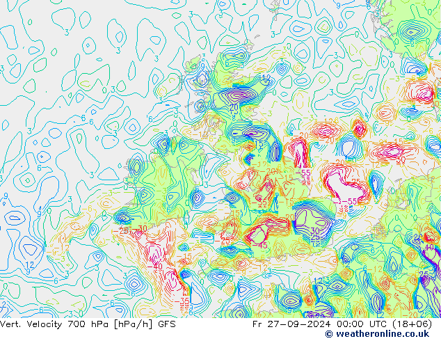 Vert. Velocity 700 hPa GFS ven 27.09.2024 00 UTC