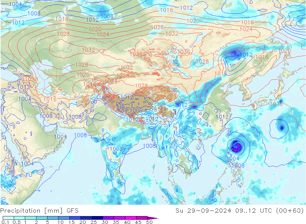 Precipitation GFS Su 29.09.2024 12 UTC