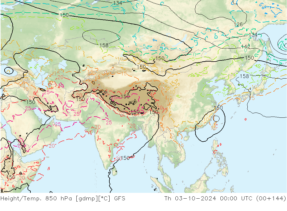 Z500/Rain (+SLP)/Z850 GFS Th 03.10.2024 00 UTC