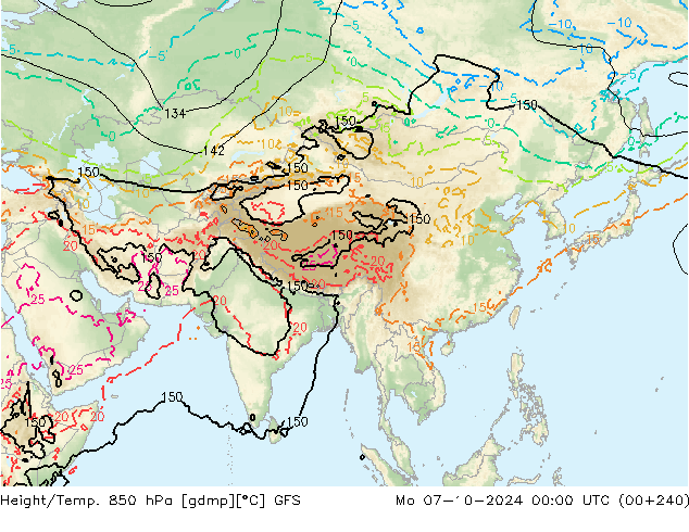 Z500/Rain (+SLP)/Z850 GFS pon. 07.10.2024 00 UTC