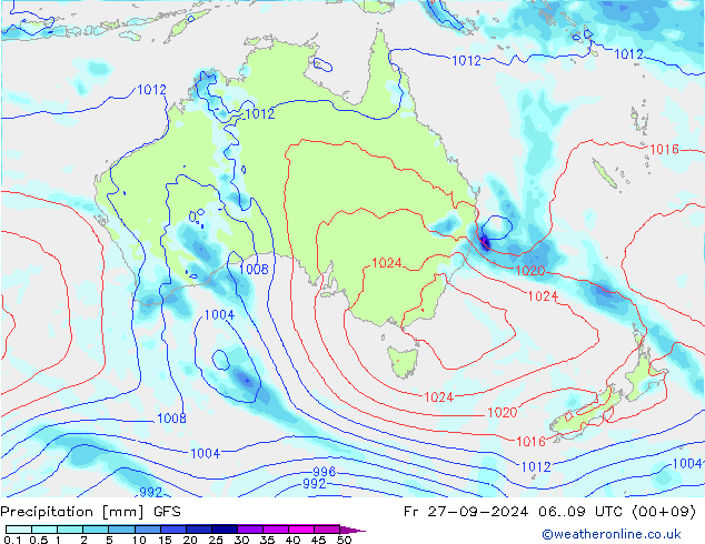 Precipitación GFS vie 27.09.2024 09 UTC