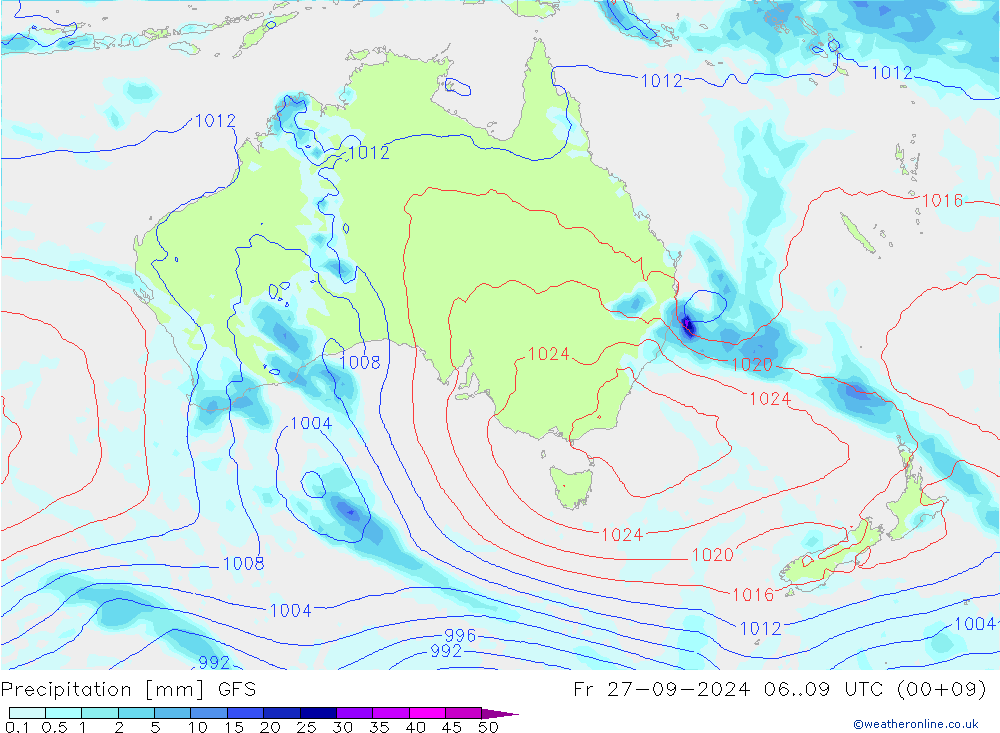 Neerslag GFS vr 27.09.2024 09 UTC