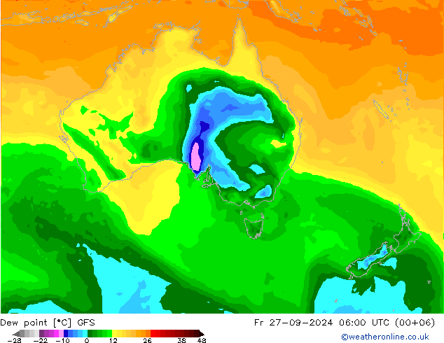 Dew point GFS Fr 27.09.2024 06 UTC