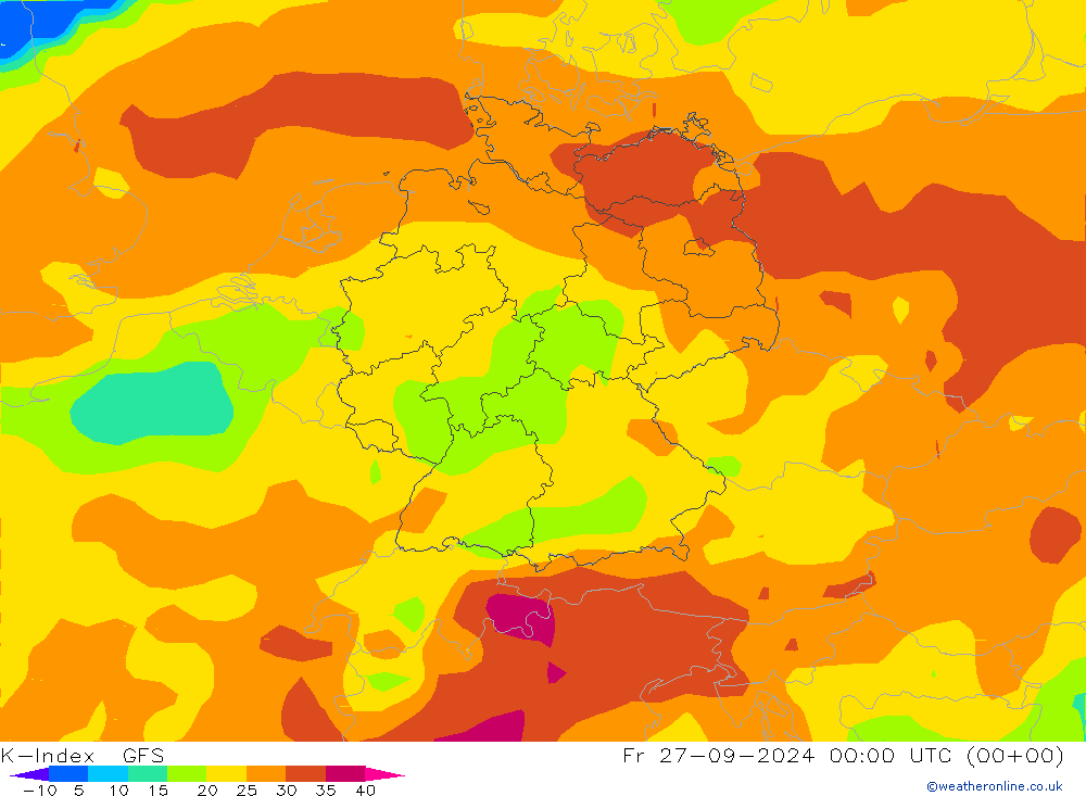 K-Index GFS vie 27.09.2024 00 UTC