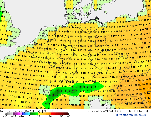 Temp (0-10cm) GFS ven 27.09.2024 00 UTC