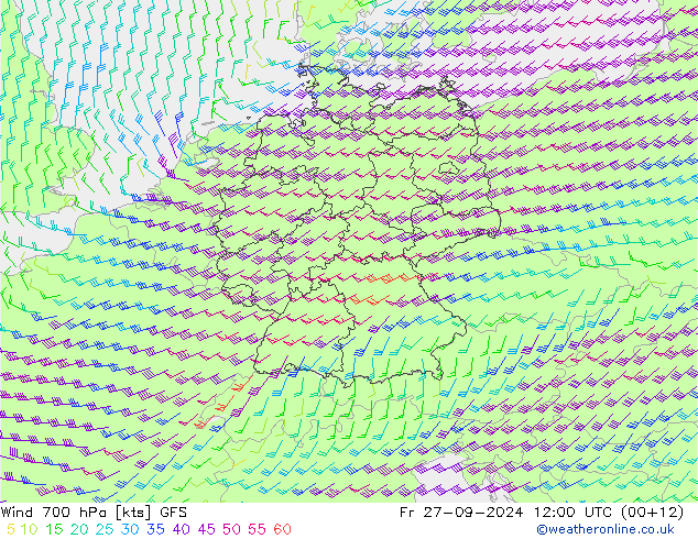 Wind 700 hPa GFS Fr 27.09.2024 12 UTC