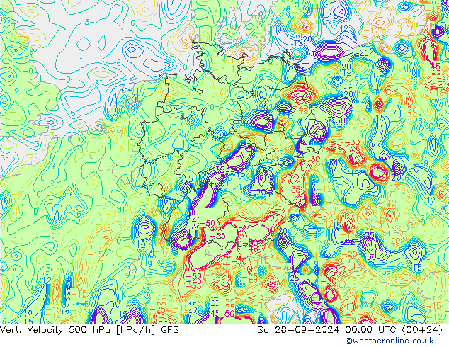 Vert. Velocity 500 hPa GFS sáb 28.09.2024 00 UTC