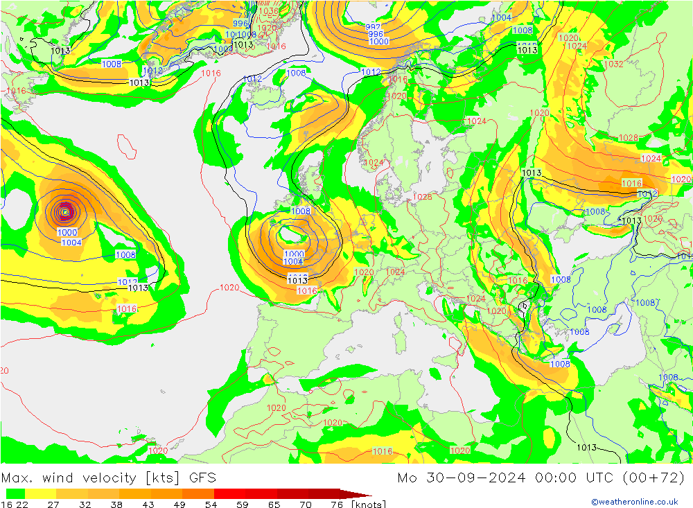 Windböen GFS Mo 30.09.2024 00 UTC