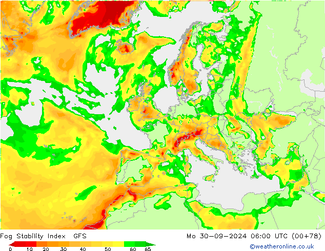 Fog Stability Index GFS ma 30.09.2024 06 UTC