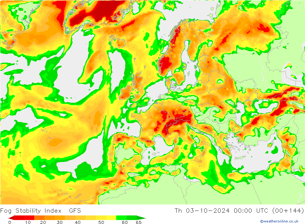 Fog Stability Index GFS Per 03.10.2024 00 UTC