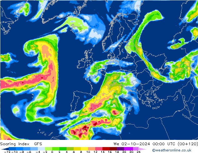 Soaring Index GFS mer 02.10.2024 00 UTC