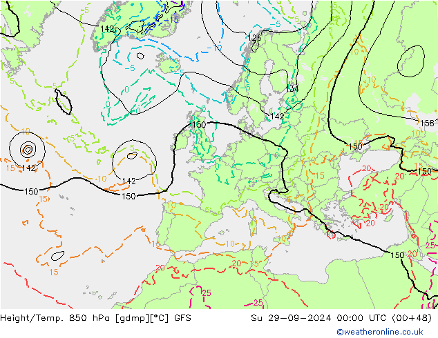 Height/Temp. 850 hPa GFS Su 29.09.2024 00 UTC