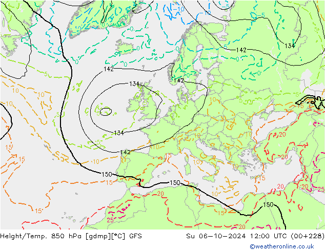 Z500/Regen(+SLP)/Z850 GFS zo 06.10.2024 12 UTC