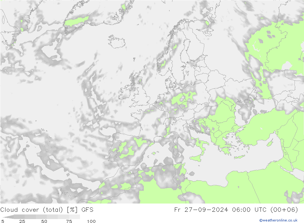 nuvens (total) GFS Sex 27.09.2024 06 UTC