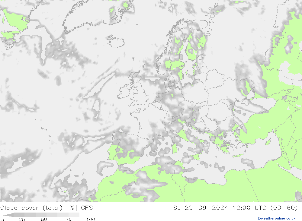 облака (сумма) GFS Вс 29.09.2024 12 UTC