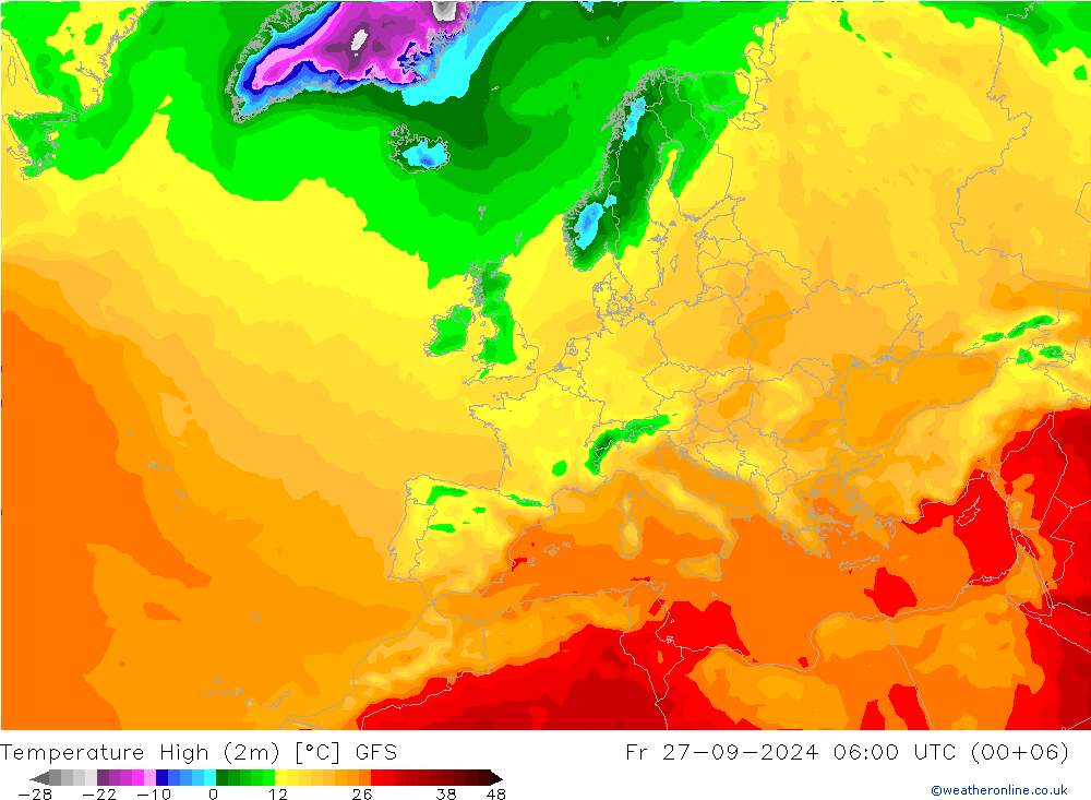 Temperature High (2m) GFS September 2024