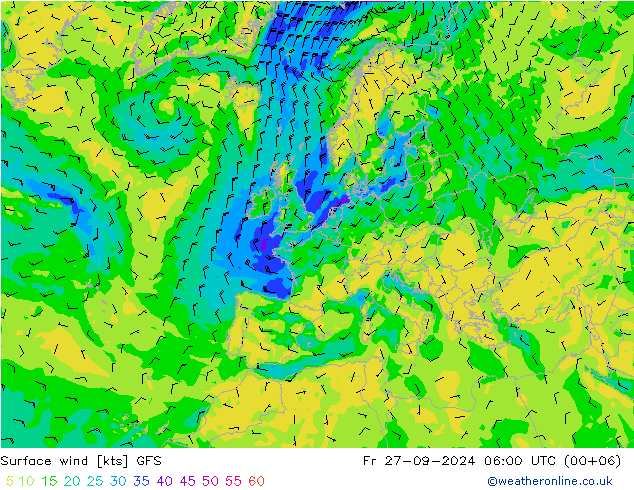 Vento 10 m GFS Sex 27.09.2024 06 UTC