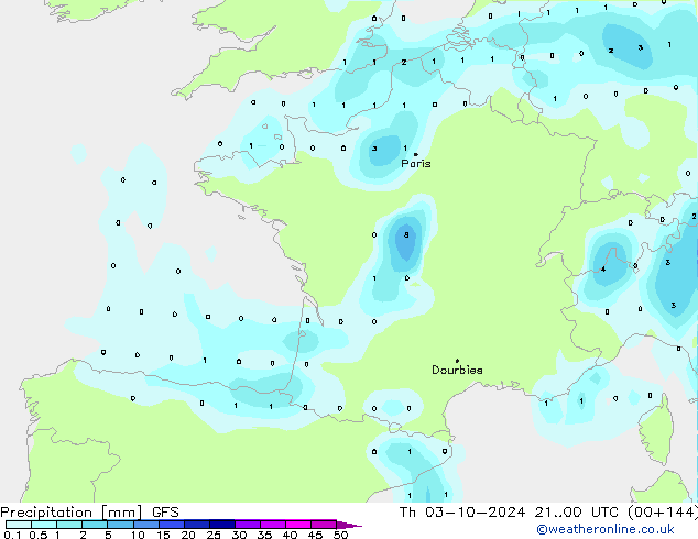 осадки GFS чт 03.10.2024 00 UTC