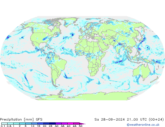 Srážky GFS So 28.09.2024 00 UTC