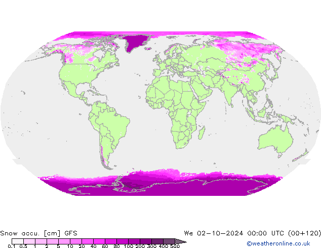 Snow accu. GFS We 02.10.2024 00 UTC