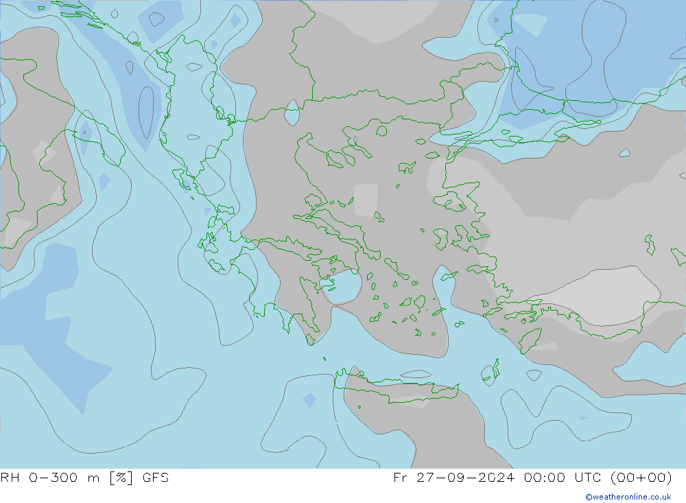 RH 0-300 m GFS pt. 27.09.2024 00 UTC