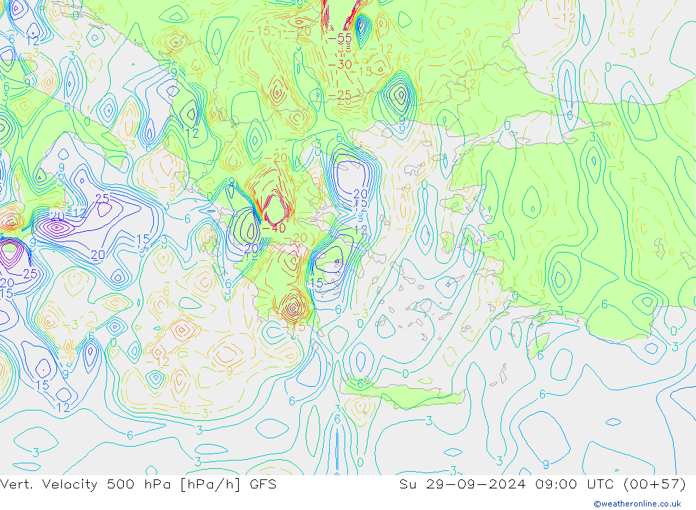 Vert. Velocity 500 hPa GFS dom 29.09.2024 09 UTC