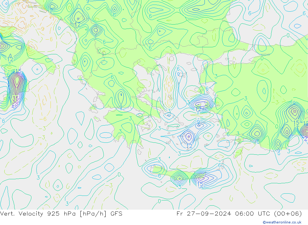 925 hPa Dikey Hız GFS Eylül 2024