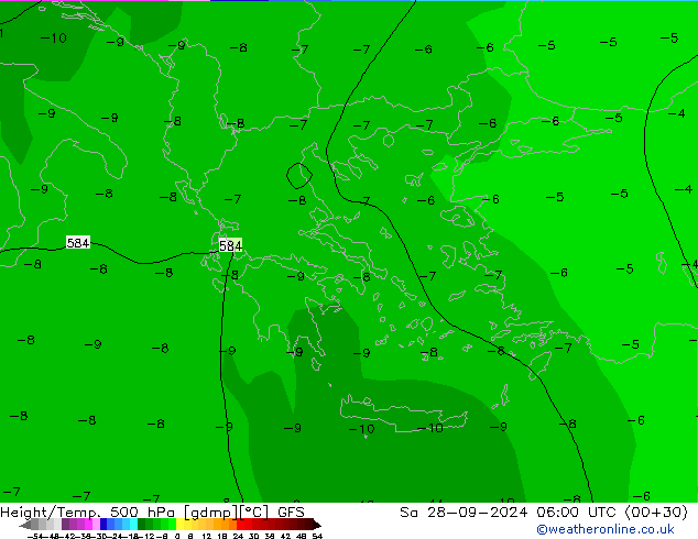 Z500/Yağmur (+YB)/Z850 GFS Cts 28.09.2024 06 UTC