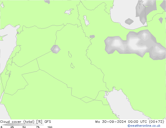 Cloud cover (total) GFS Mo 30.09.2024 00 UTC