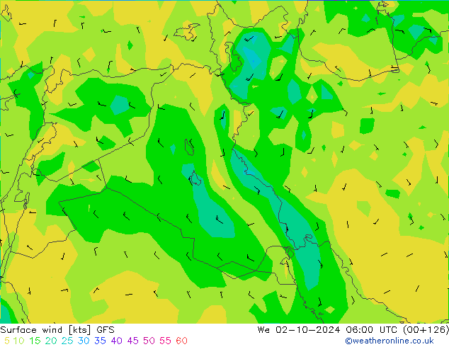 Viento 10 m GFS mié 02.10.2024 06 UTC