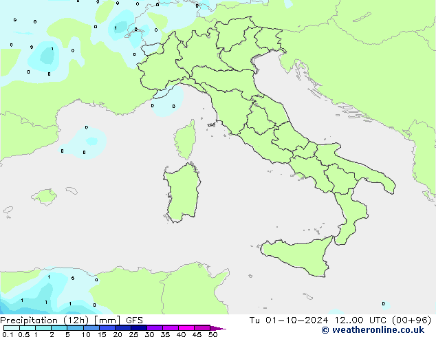 opad (12h) GFS wto. 01.10.2024 00 UTC