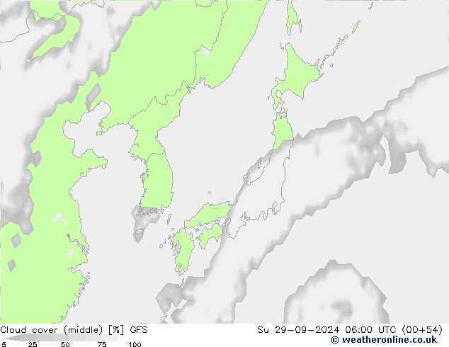 Bewolking (Middelb.) GFS zo 29.09.2024 06 UTC