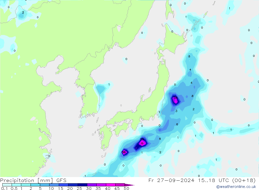 Précipitation GFS ven 27.09.2024 18 UTC